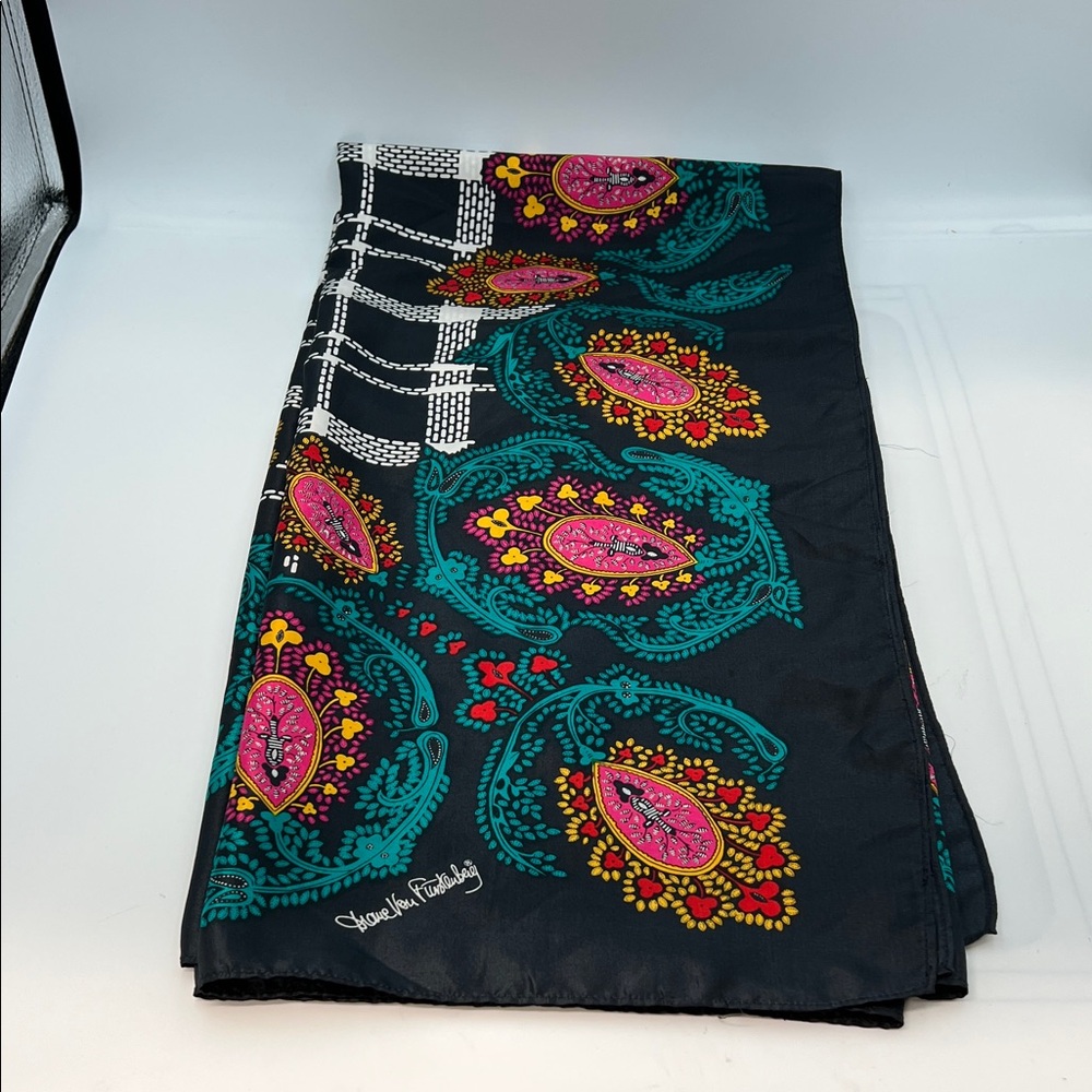 Vintage large paisley print silk scarf 1980s Diane Von Furstenberg